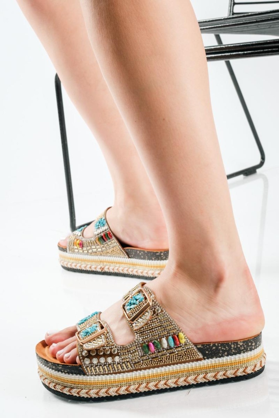 Fussbett flatforms με δυο ρυθμιζόμενες φάσες και διακοσμητικές πέτρες ΧΡΥΣΟ