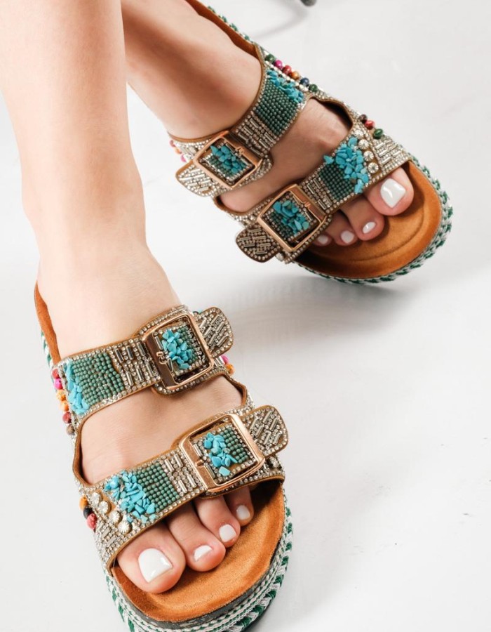 Fussbett flatforms με δυο ρυθμιζόμενες φάσες και διακοσμητικές πέτρες ΠΡΑΣΙΝΟ