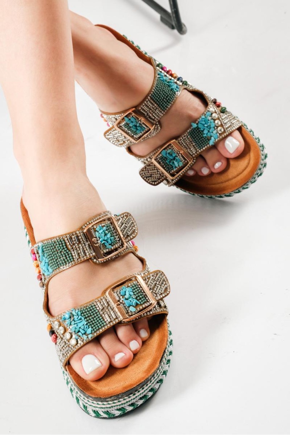 Fussbett flatforms με δυο ρυθμιζόμενες φάσες και διακοσμητικές πέτρες ΠΡΑΣΙΝΟ