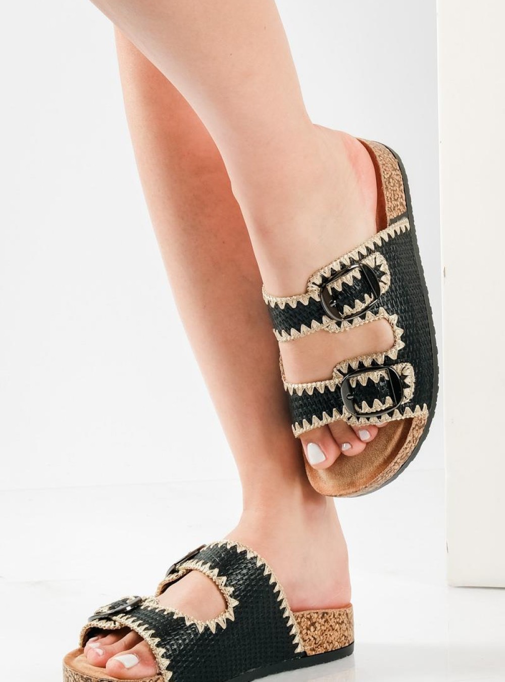Fussbett flatforms με δυο boho φάσες ΜΑΥΡΟ Fussbett flatforms με δυο boho φάσες ΜΑΥΡΟ