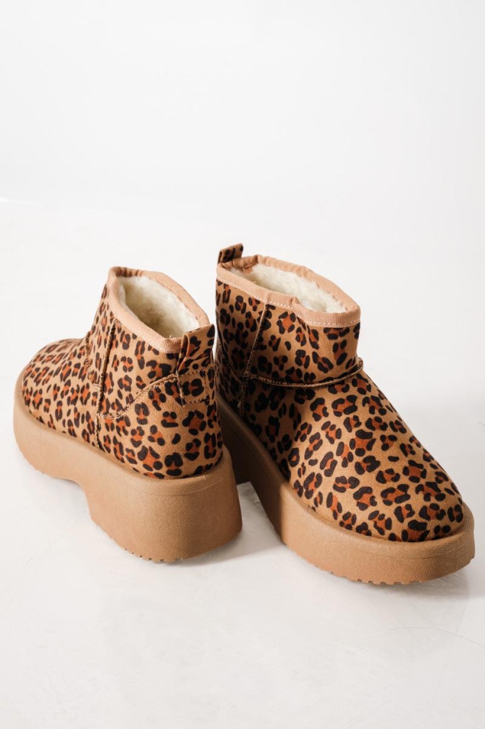 Γυναικεία μποτάκια leopar με εσωτερική γούνα LEOPAR