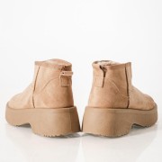 Γυναικεία μποτάκια suede με γούνα και chunky σόλα ΜΠΕΖ