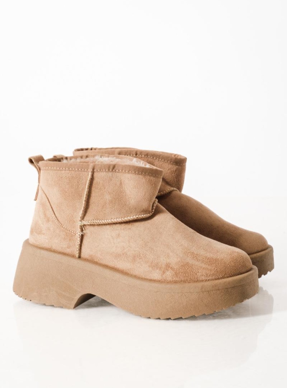 ZAK Γυναικεία μποτάκια suede με γούνα και chunky σόλα ΜΠΕΖ ZAK Γυναικεία μποτάκια suede με γούνα και chunky σόλα ΜΠΕΖ