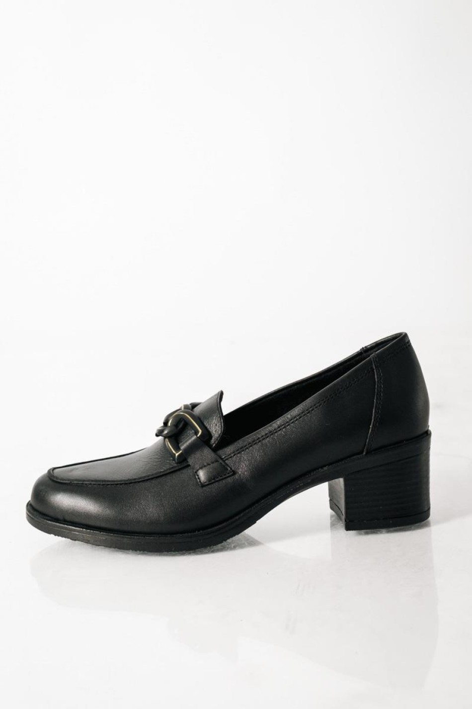 RAGAZZA Δερμάτινο loafer με διακριτική αλυσίδα ΜΑΥΡΟ
