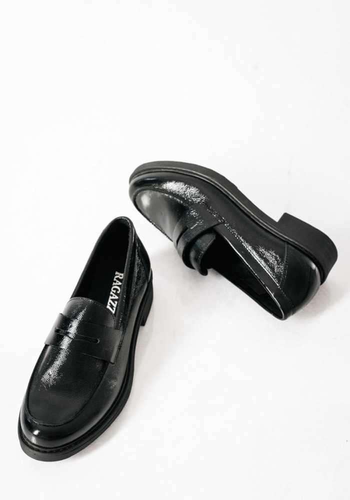 RAGAZZA λουστρίνι flat loafers ΜΑΥΡΟ