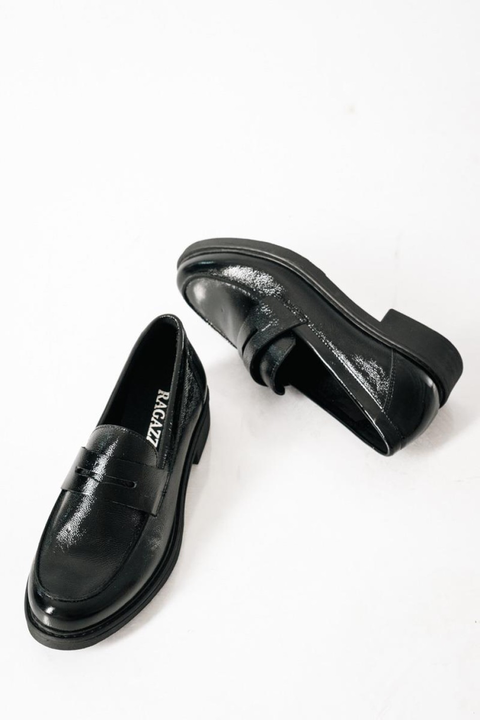 RAGAZZA λουστρίνι flat loafers ΜΑΥΡΟ