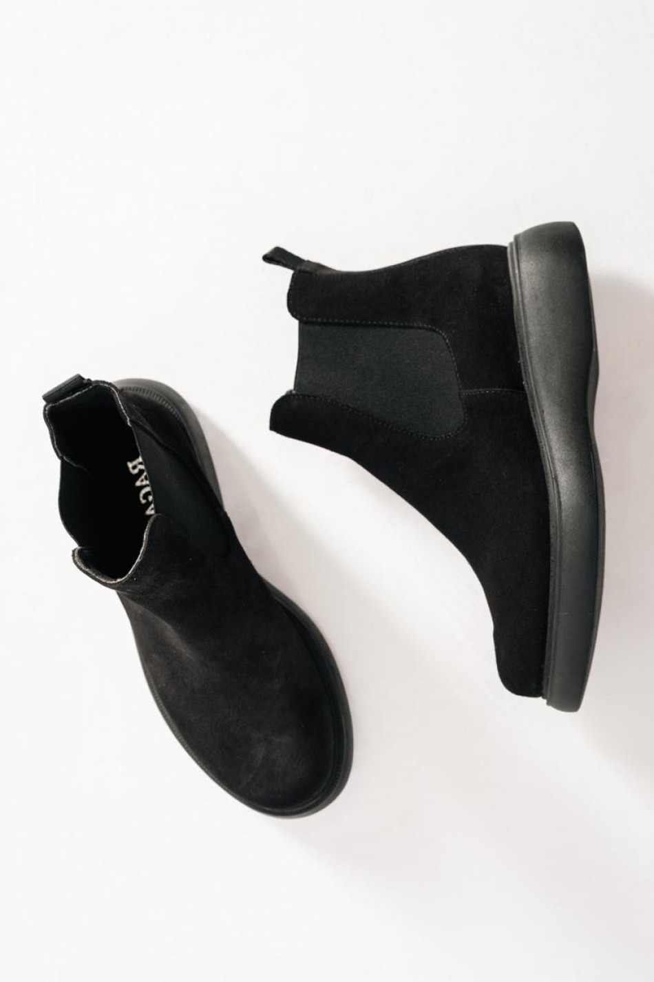 Ragazza suede δερμάτινα μποτάκια με ιδιαίτερη σόλα ΜΑΥΡΟ