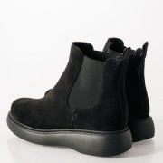 Ragazza suede δερμάτινα μποτάκια με ιδιαίτερη σόλα ΜΑΥΡΟ
