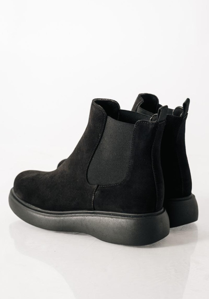 Ragazza suede δερμάτινα μποτάκια με ιδιαίτερη σόλα ΜΑΥΡΟ