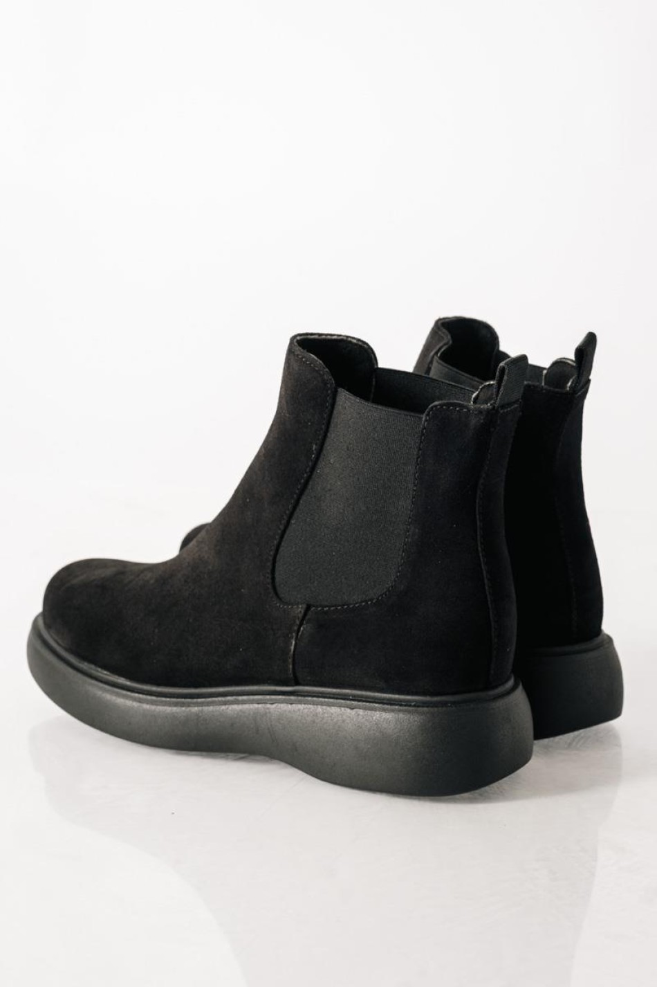 Ragazza suede δερμάτινα μποτάκια με ιδιαίτερη σόλα ΜΑΥΡΟ