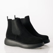 Ragazza suede δερμάτινα μποτάκια με ιδιαίτερη σόλα ΜΑΥΡΟ