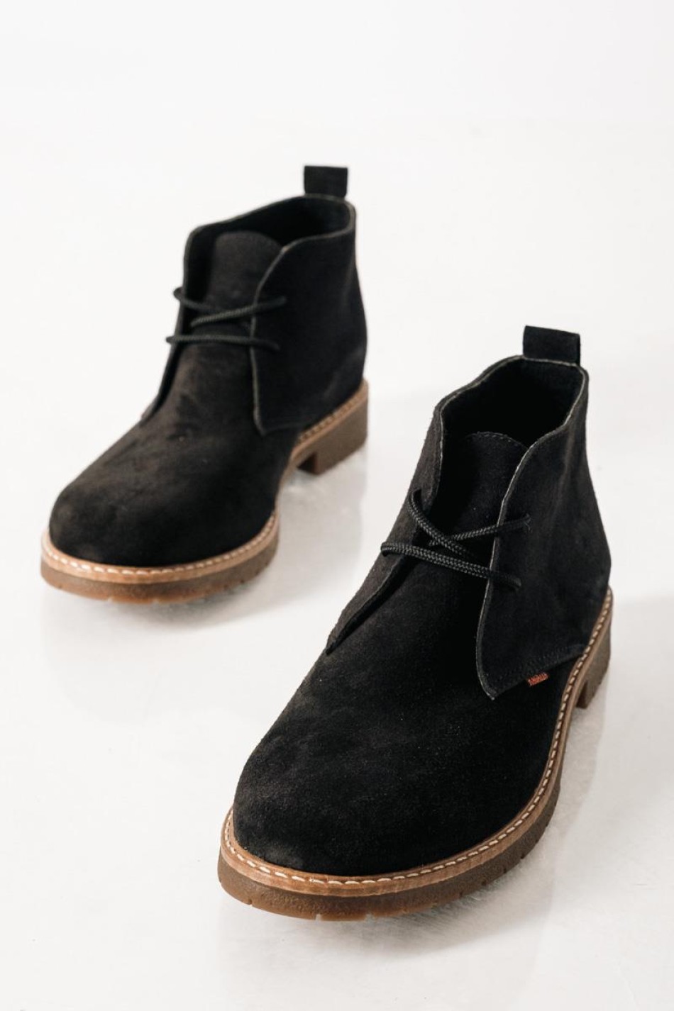 Ragazza suede δερμάτινα oxford μποτάκια ΜΑΥΡΟ