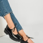 Casual chunky loafers με κορδόνι 396.H9028-L ΜΑΥΡΟ