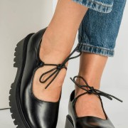 Casual chunky loafers με κορδόνι 396.H9028-L ΜΑΥΡΟ