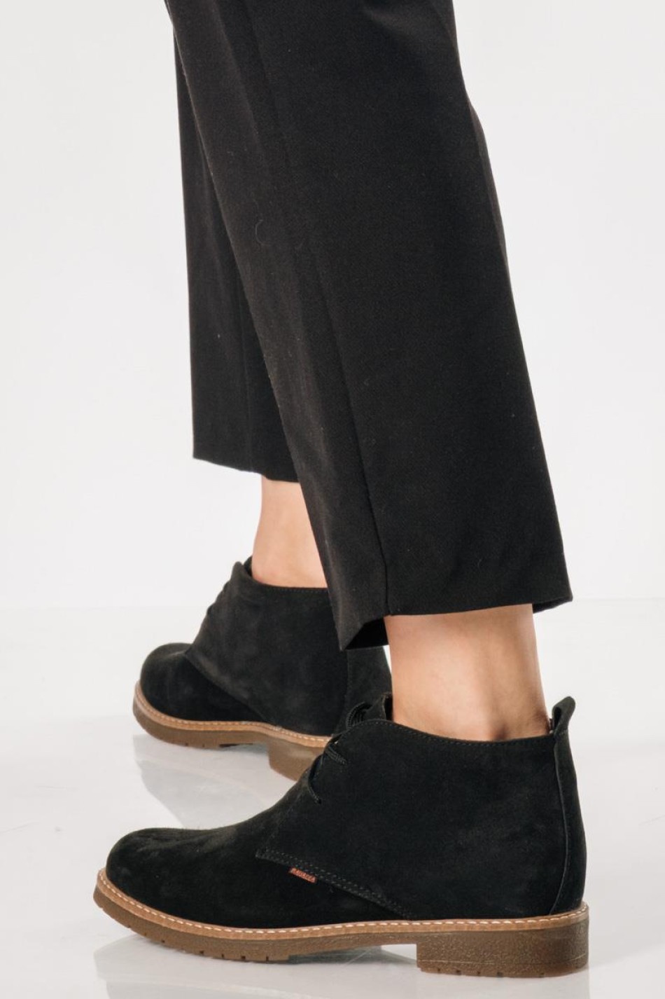 Ragazza suede δερμάτινα oxford μποτάκια ΜΑΥΡΟ