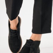 Ragazza suede δερμάτινα oxford μποτάκια ΜΑΥΡΟ