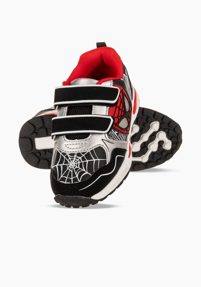 Sneakers για αγόρια με διπλό velcro και φωτάκια στη σόλα ΜΑΥΡΟ