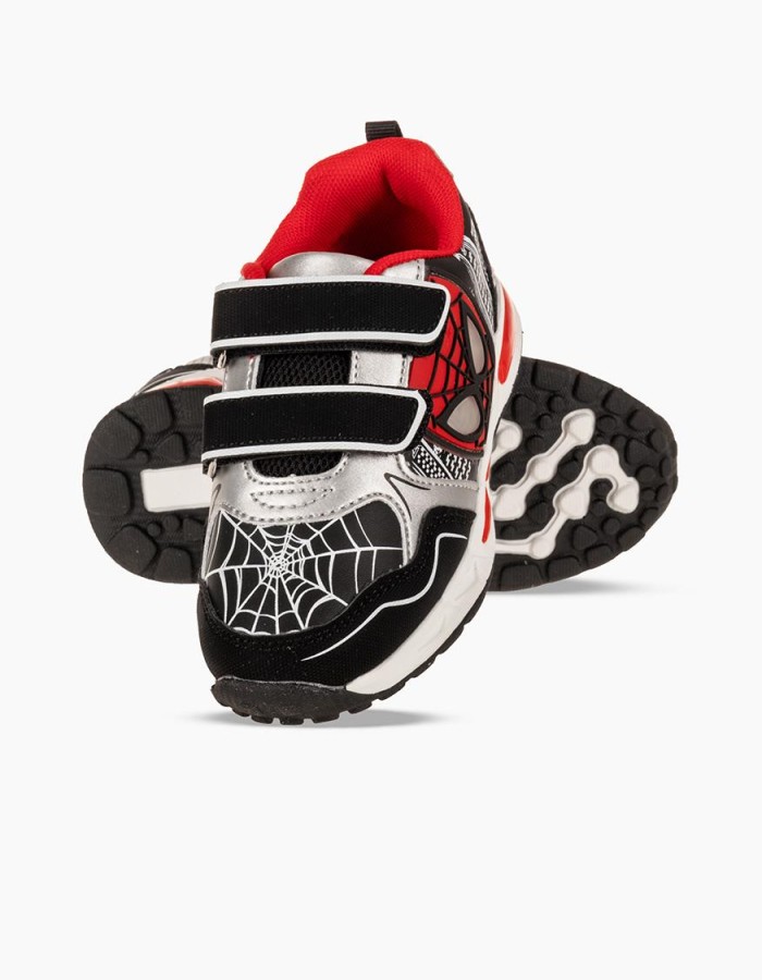 Sneakers για αγόρια με διπλό velcro και φωτάκια στη σόλα ΜΑΥΡΟ