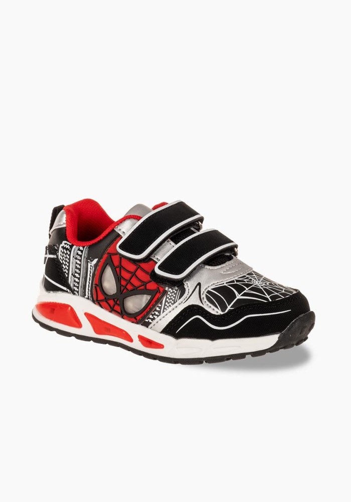 Sneakers για αγόρια με διπλό velcro και φωτάκια στη σόλα ΜΑΥΡΟ