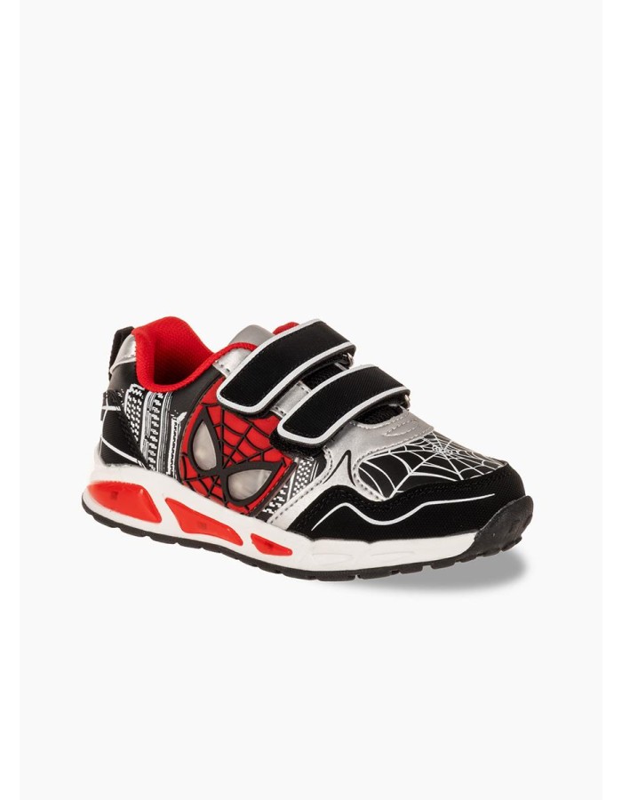 Sneakers για αγόρια με διπλό velcro και φωτάκια στη σόλα ΜΑΥΡΟ