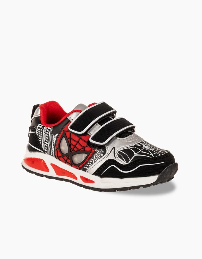 Sneakers για αγόρια με διπλό velcro και φωτάκια στη σόλα ΜΑΥΡΟ