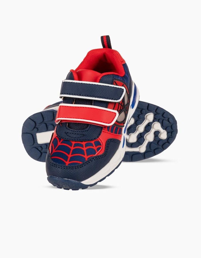 Sneakers για αγόρια με διπλό velcro και φωτάκια στη σόλα ΜΠΛΕ