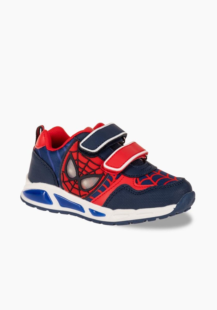 Sneakers για αγόρια με διπλό velcro και φωτάκια στη σόλα ΜΠΛΕ