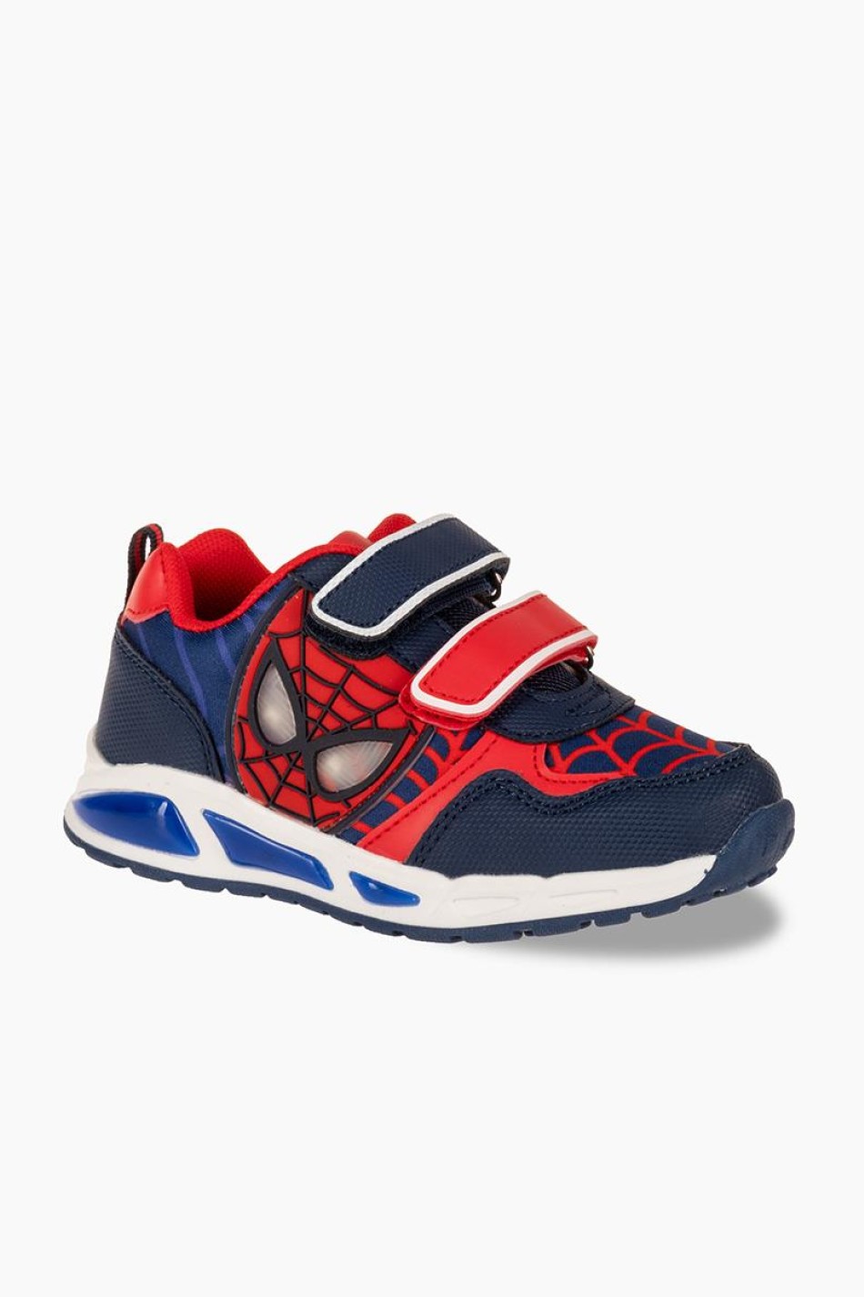Sneakers για αγόρια με διπλό velcro και φωτάκια στη σόλα ΜΠΛΕ