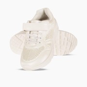 Sneakers για κορίτσια με κούμπωμα velcro και ελαστικά κορδόνια ΑΣΠΡΟ Sneakers για κορίτσια με κούμπωμα velcro και ελαστικά κορδόνια ΑΣΠΡΟ