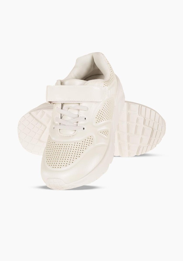 Sneakers για κορίτσια με κούμπωμα velcro και ελαστικά κορδόνια ΑΣΠΡΟ