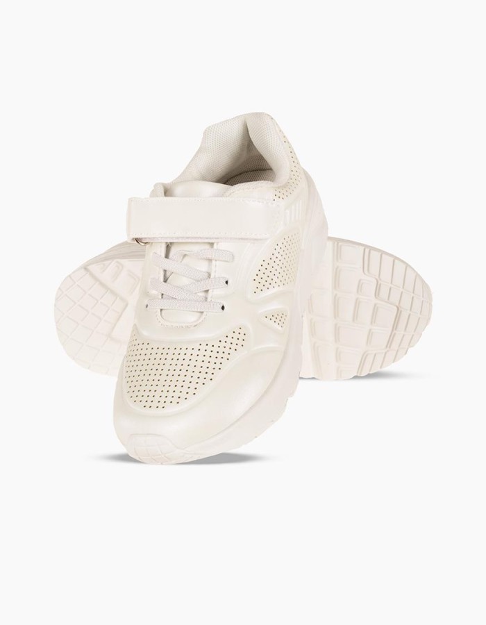 Sneakers για κορίτσια με κούμπωμα velcro και ελαστικά κορδόνια ΑΣΠΡΟ