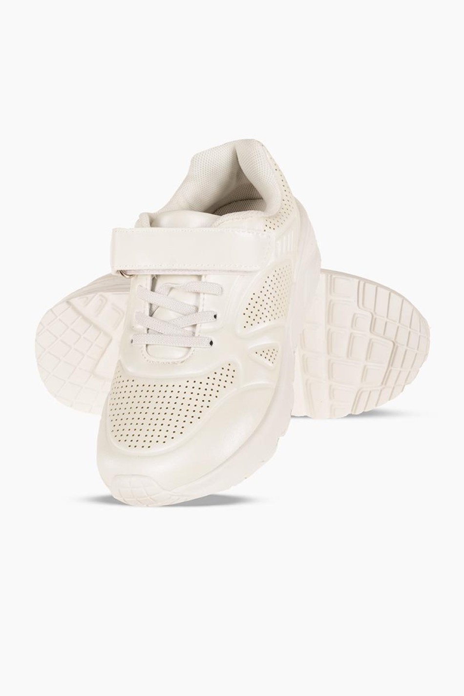 Sneakers για κορίτσια με κούμπωμα velcro και ελαστικά κορδόνια ΑΣΠΡΟ Sneakers για κορίτσια με κούμπωμα velcro και ελαστικά κορδόνια ΑΣΠΡΟ