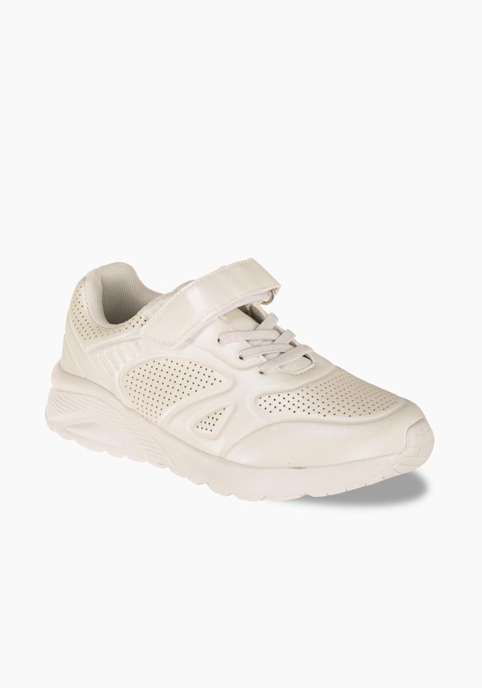 Sneakers για κορίτσια με κούμπωμα velcro και ελαστικά κορδόνια ΑΣΠΡΟ