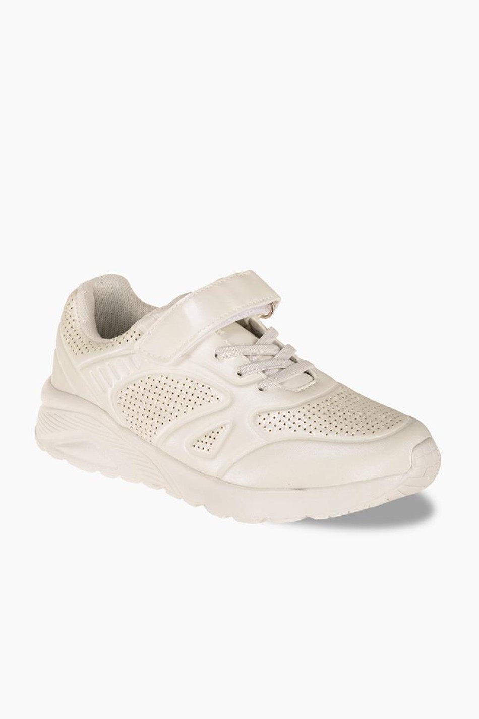 Sneakers για κορίτσια με κούμπωμα velcro και ελαστικά κορδόνια ΑΣΠΡΟ Sneakers για κορίτσια με κούμπωμα velcro και ελαστικά κορδόνια ΑΣΠΡΟ