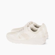 Sneakers για κορίτσια με κούμπωμα velcro και ελαστικά κορδόνια ΑΣΠΡΟ Sneakers για κορίτσια με κούμπωμα velcro και ελαστικά κορδόνια ΑΣΠΡΟ