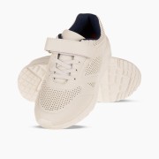 Sneakers για αγόρια με κούμπωμα velcro και ελαστικά κορδόνια ΑΣΠΡΟ/ΜΠΛΕ Sneakers για αγόρια με κούμπωμα velcro και ελαστικά κορδόνια ΑΣΠΡΟ/ΜΠΛΕ
