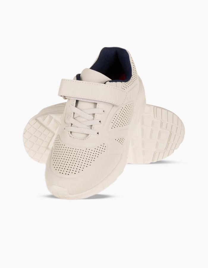 Sneakers για αγόρια με κούμπωμα velcro και ελαστικά κορδόνια ΑΣΠΡΟ/ΜΠΛΕ