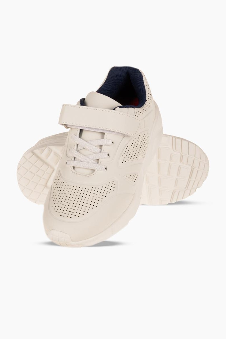 Sneakers για αγόρια με κούμπωμα velcro και ελαστικά κορδόνια ΑΣΠΡΟ/ΜΠΛΕ Sneakers για αγόρια με κούμπωμα velcro και ελαστικά κορδόνια ΑΣΠΡΟ/ΜΠΛΕ