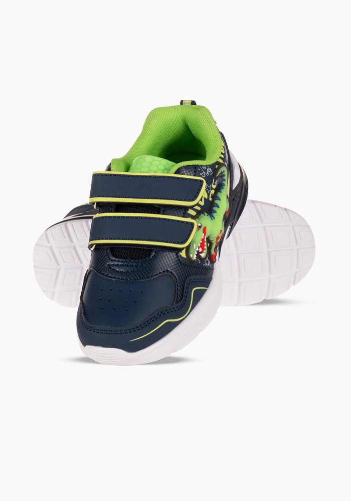Sneaker για αγόρια με διπλό velcro και σχέδιο δεινόσαυρο ΜΠΛΕ