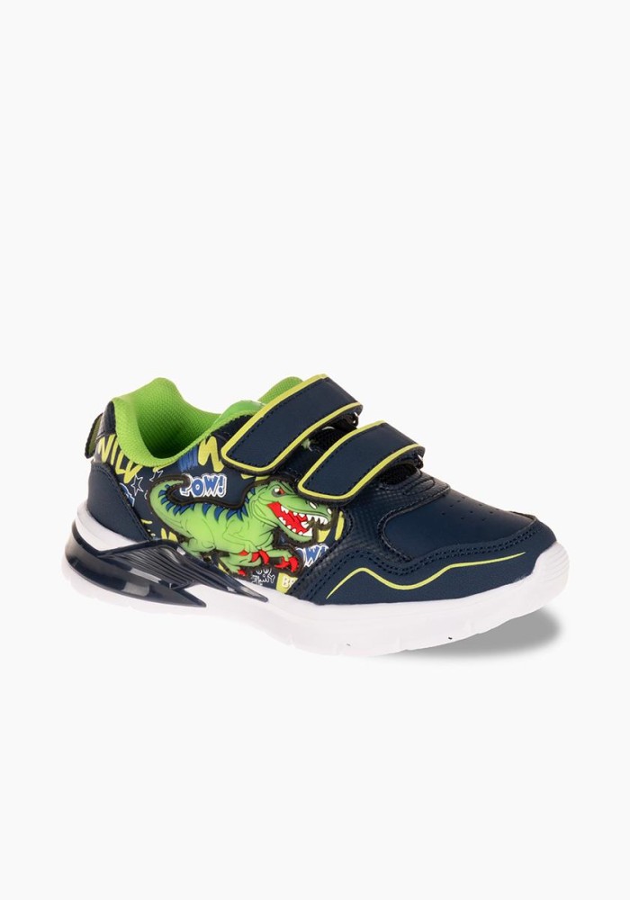 Sneaker για αγόρια με διπλό velcro και σχέδιο δεινόσαυρο ΜΠΛΕ