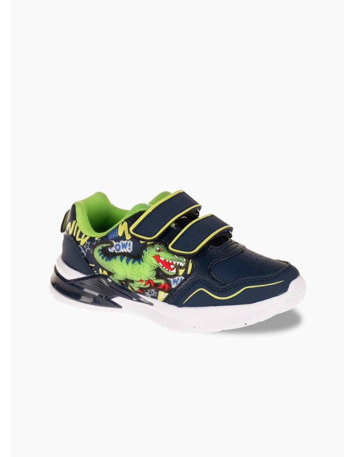 Sneaker για αγόρια με διπλό velcro και σχέδιο δεινόσαυρο ΜΠΛΕ