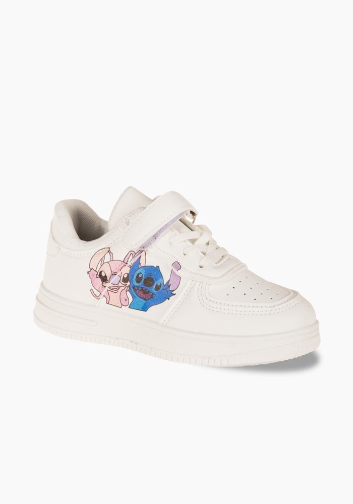 Sneakers για κορίτσι με velcro και σχέδιο lilo and stitch ΑΣΠΡΟ