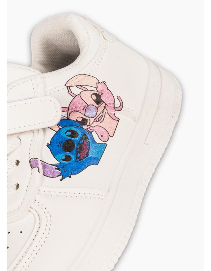 Sneakers για κορίτσι με velcro και σχέδιο lilo and stitch ΑΣΠΡΟ