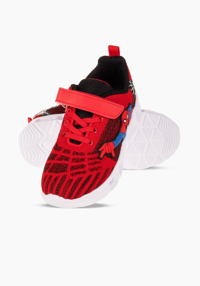 Αθλητικά για αγόρι spiderman με κούμπωμα velcro και φωτάκια στη σόλα ΚΟΚΚΙΝΟ