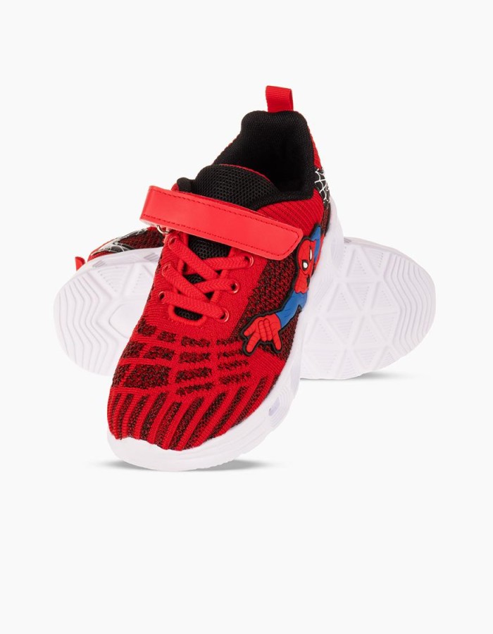 Αθλητικά για αγόρι spiderman με κούμπωμα velcro και φωτάκια στη σόλα ΚΟΚΚΙΝΟ