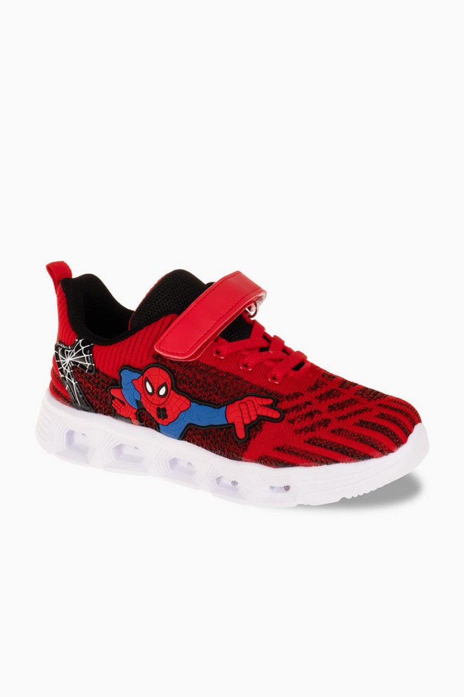 Αθλητικά για αγόρι spiderman με κούμπωμα velcro και φωτάκια στη σόλα ΚΟΚΚΙΝΟ