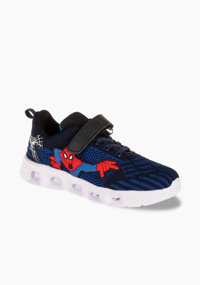 Αθλητικά για αγόρι spiderman με κούμπωμα velcro και φωτάκια στη σόλα ΜΠΛΕ