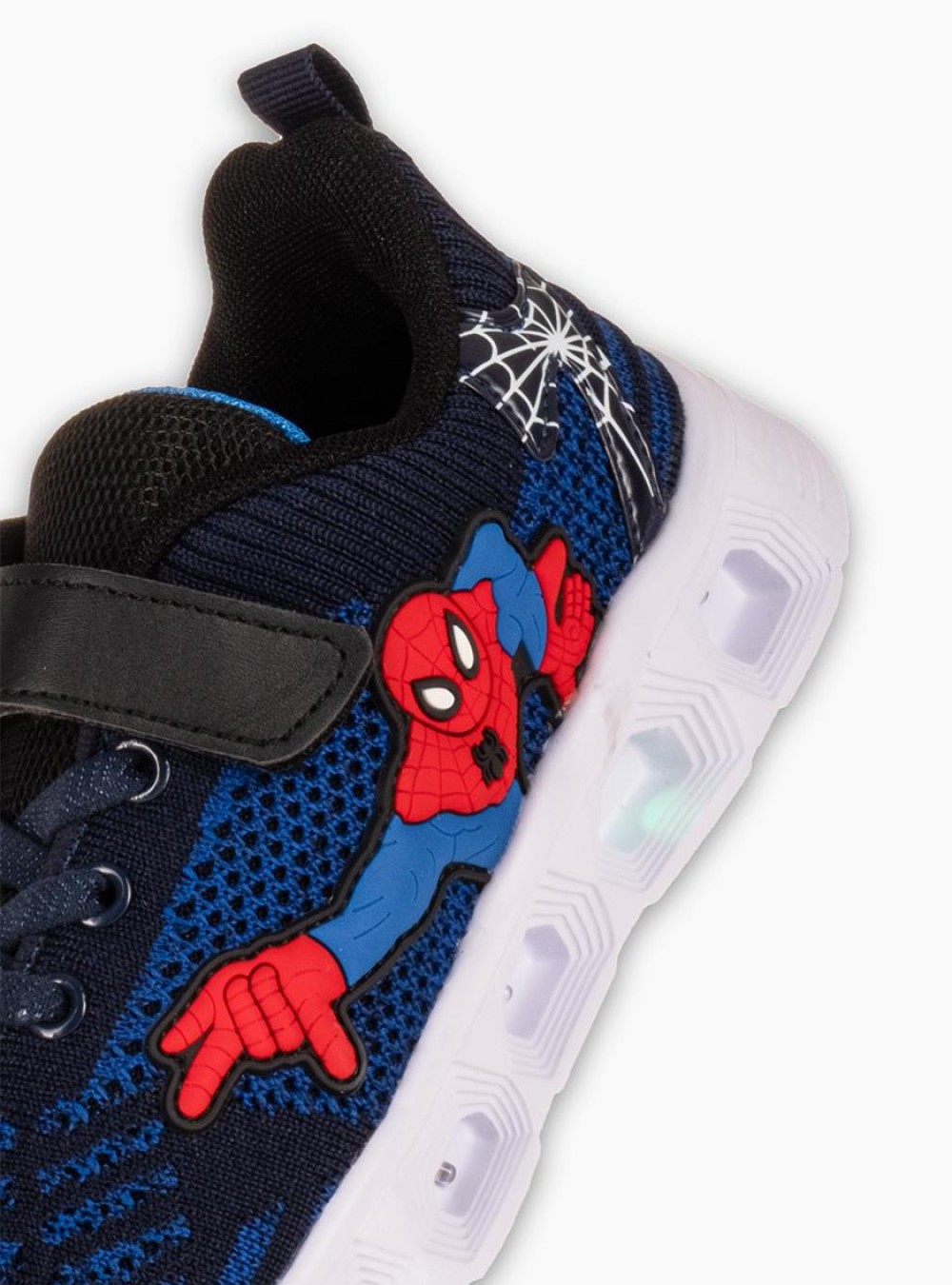 Αθλητικά για αγόρι spiderman με κούμπωμα velcro και φωτάκια στη σόλα ΜΠΛΕ