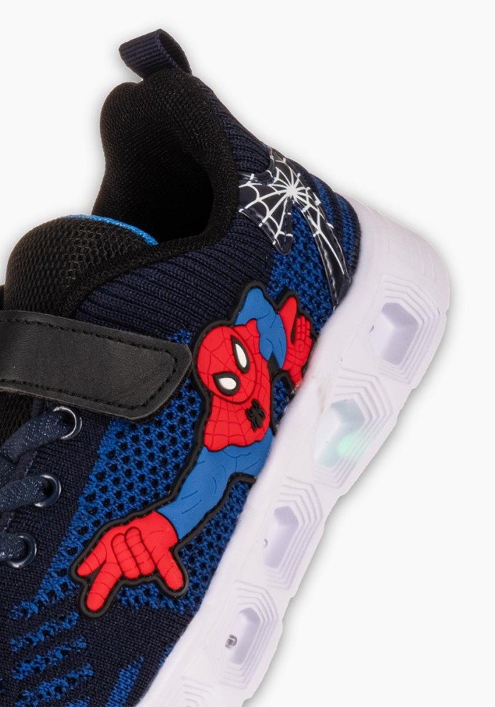 Αθλητικά για αγόρι spiderman με κούμπωμα velcro και φωτάκια στη σόλα ΜΠΛΕ