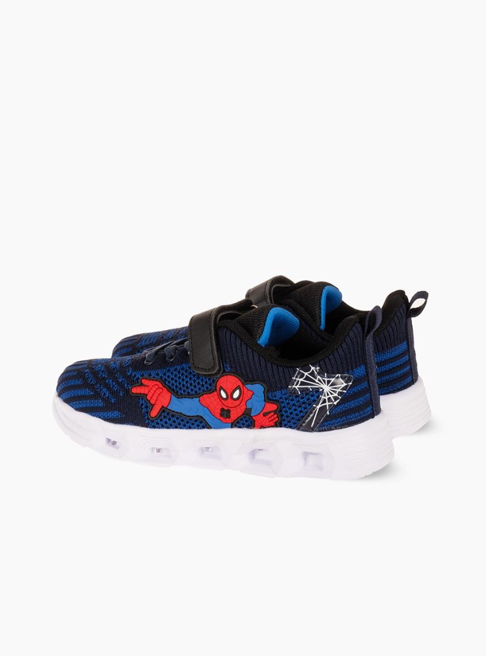 Αθλητικά για αγόρι spiderman με κούμπωμα velcro και φωτάκια στη σόλα ΜΠΛΕ